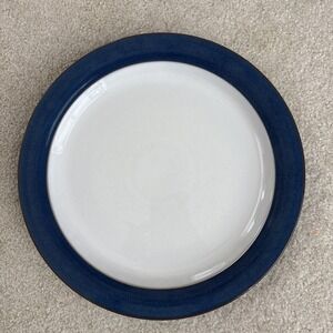 Denby Pottery Boston Blue Stoneware Dinner Plates Made in England 10.5" Set Of 2